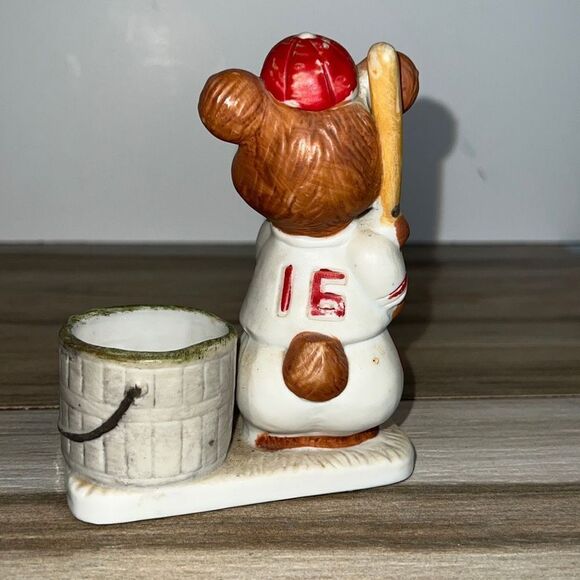Vintage Luvkin Critters JASCO 1979 Bear Cub baseball Votive Figurine - Picture 3 of 8